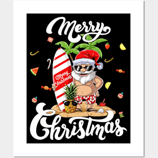 Merry Christmas Santa Hawaii T-Shirt Posters and Art